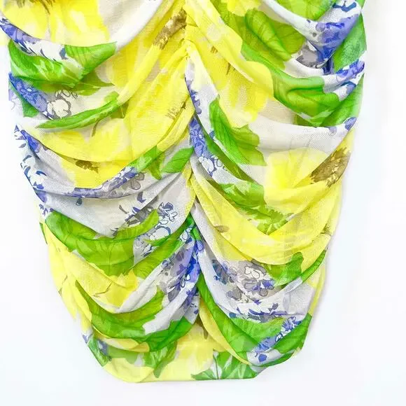 ZARA Floral Tulle Draping Dress Size Small NWT - Picture 5 of 6